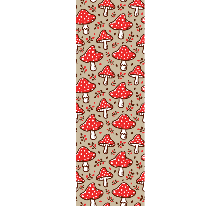 papel de parede floral Cogumelos típicos em fundo bege - TenStickers