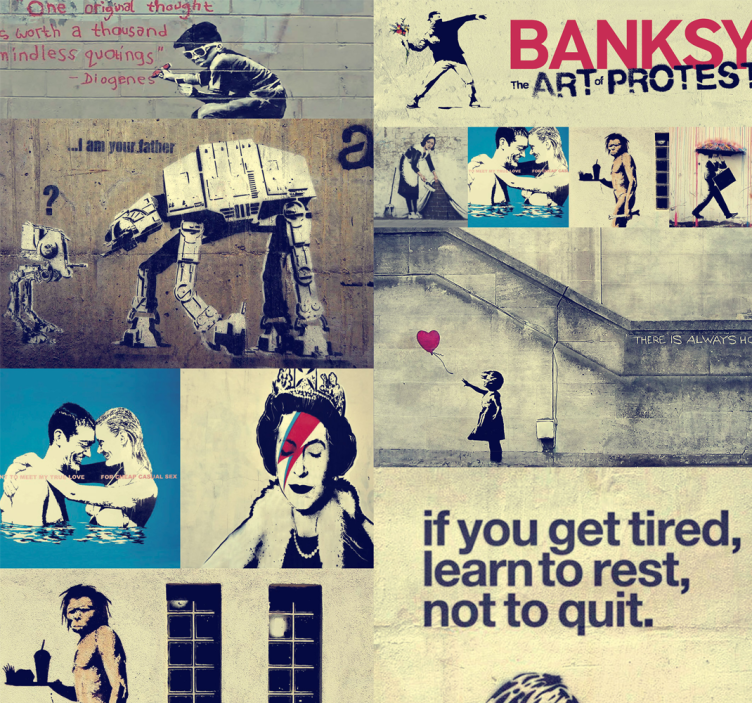 papel de parede artistíco Colagem Bansky - TenStickers