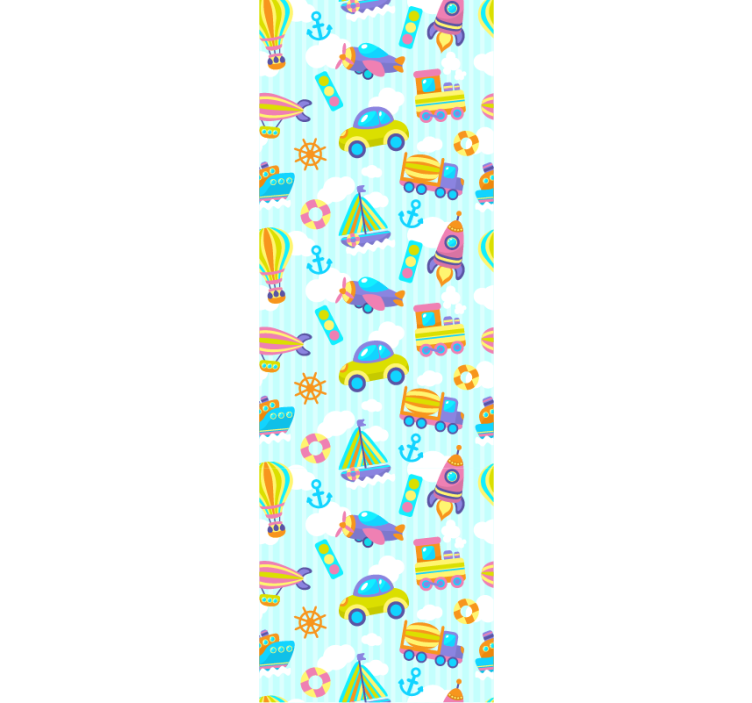 papel de parede infantil transporte lúdico - TenStickers