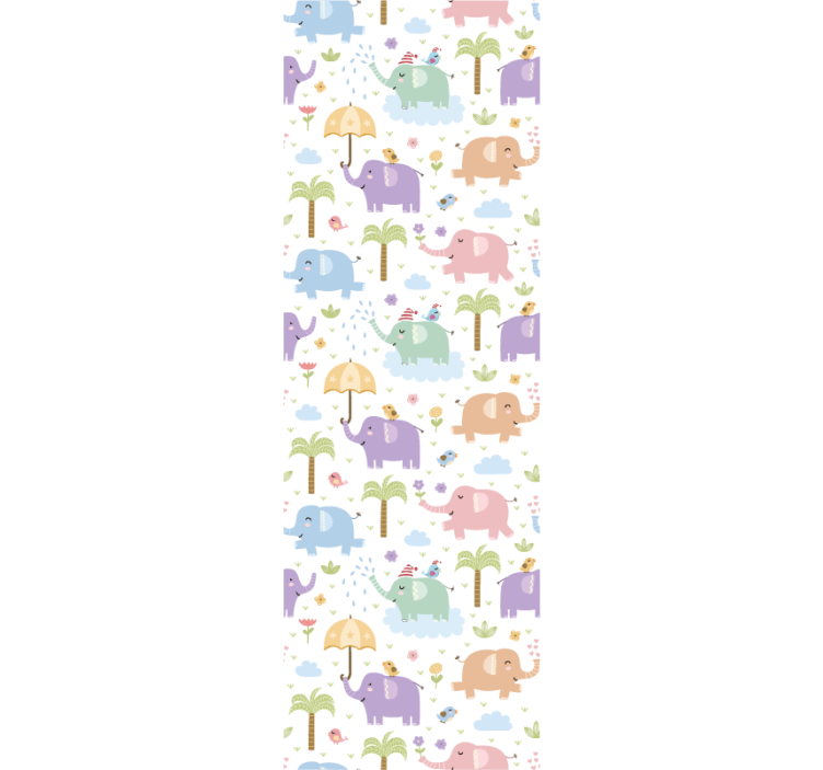 papel de parede quarto de bebé brincadeira de elefante - TenStickers