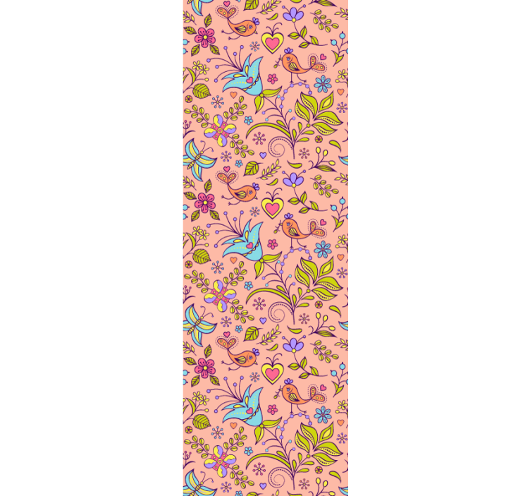 papel de parede ornamental motivo floral pássaro - TenStickers
