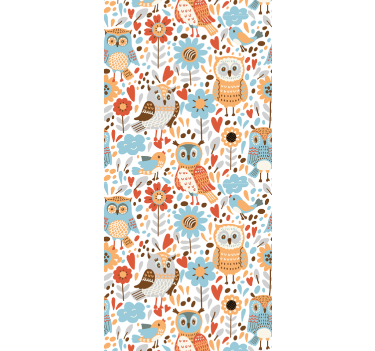 papel de parede quarto de bebé padrão floral de corujas - TenStickers