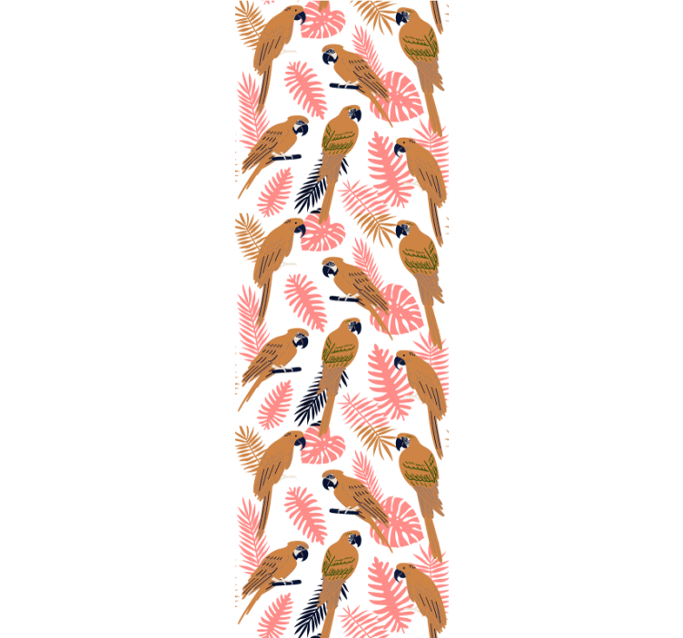 papel de parede para sala Papagaios laranja com flores rosa - TenStickers