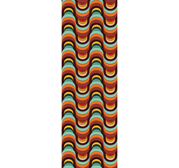 papel de parede formas geométricas padrão ondulado retrô - TenStickers