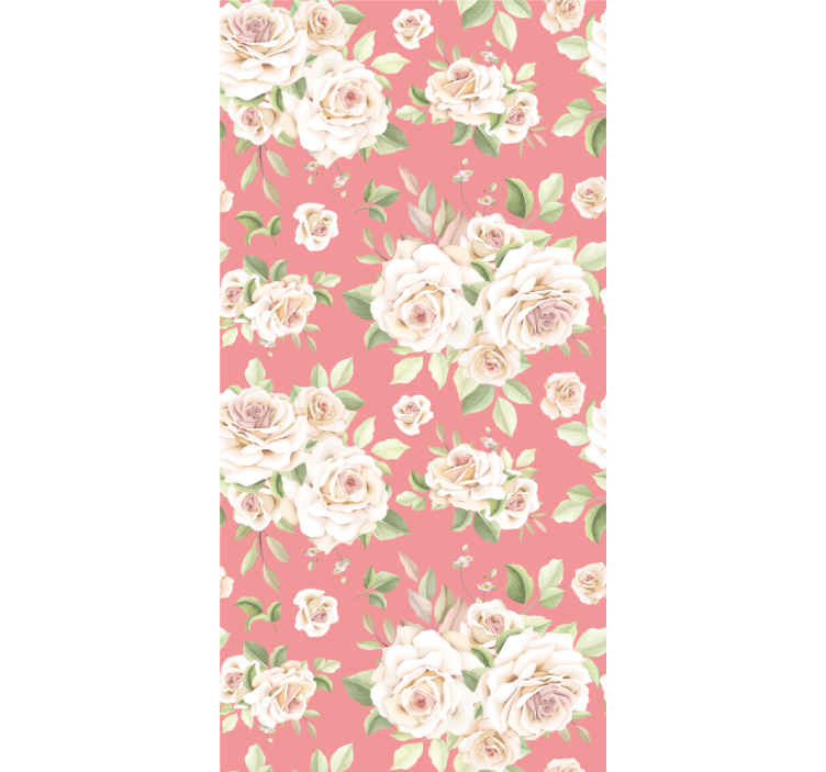 papel de parede flores padrão floral rosa - TenStickers