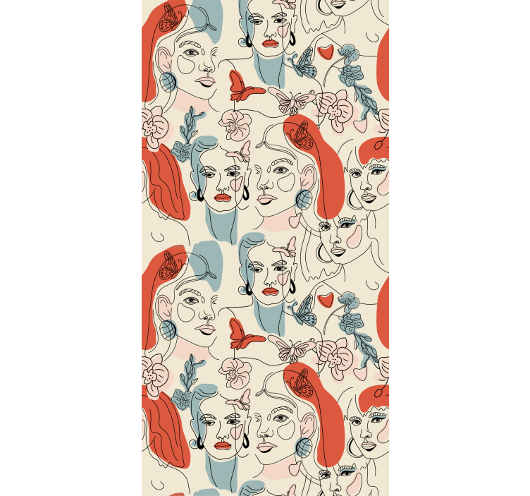 papel de parede abstracto Rostos femininos em fundo abstrato - TenStickers