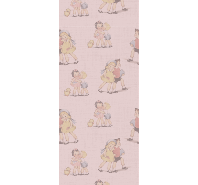Papel de parede vintage Crianças e flores padrão dos anos 80 - TenStickers