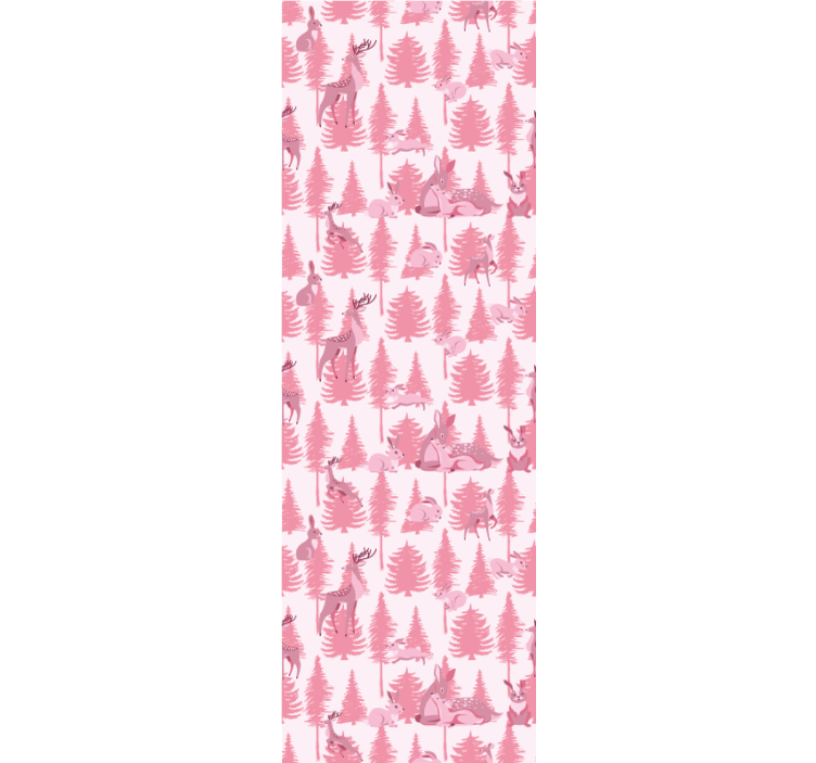 papel de parede animais motivo de floresta rosa - TenStickers