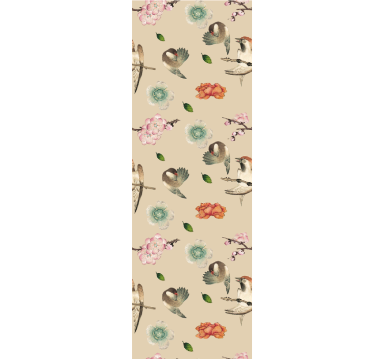 papel de parede flores pássaros encantadores florescem - TenStickers