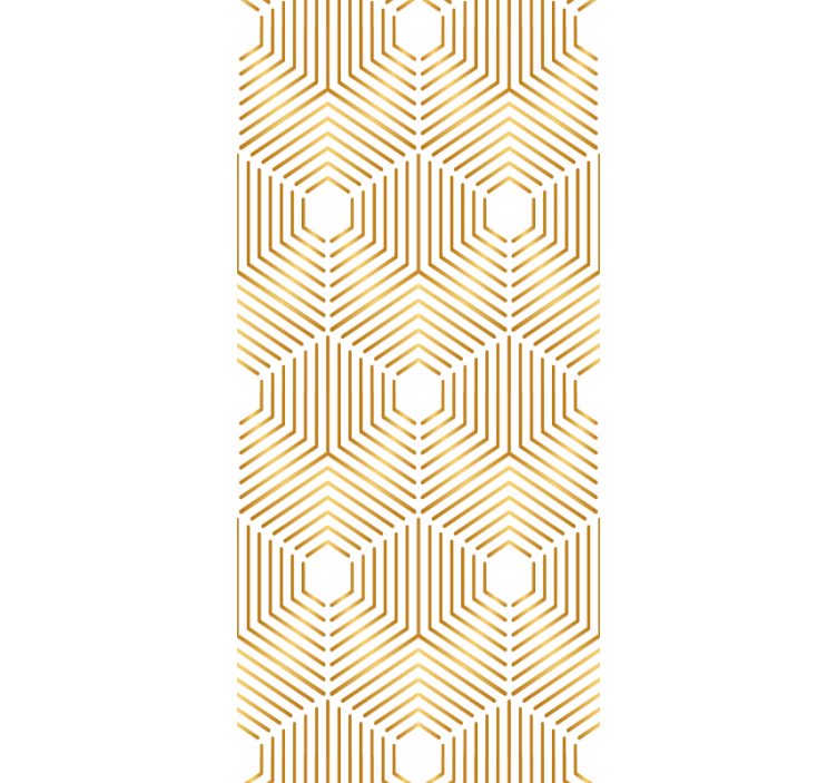 papel de parede formas geométricas padrão hexagonal dourado - TenStickers