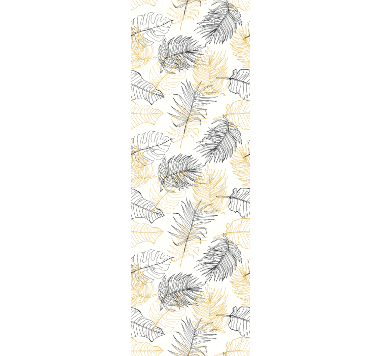Papel de parede folhas padrão tropical preto e dourado - TenStickers