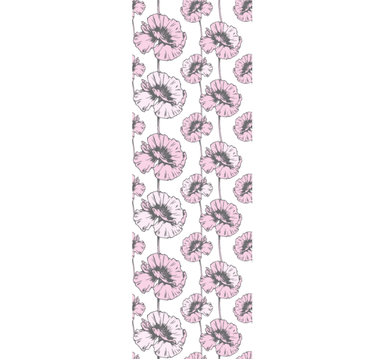 papel de parede flores padrão simples rosa - TenStickers
