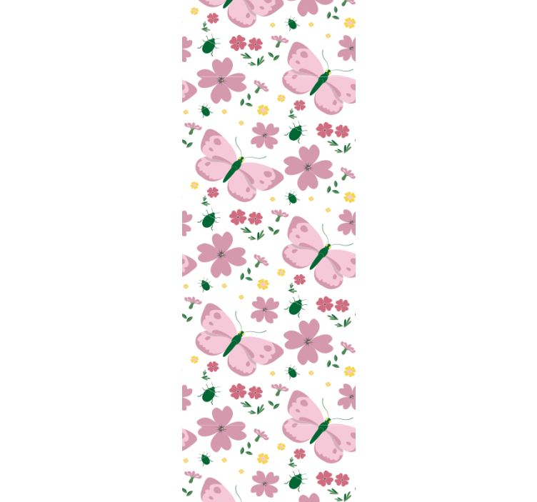 papel de parede borboletas flores rosas - TenStickers