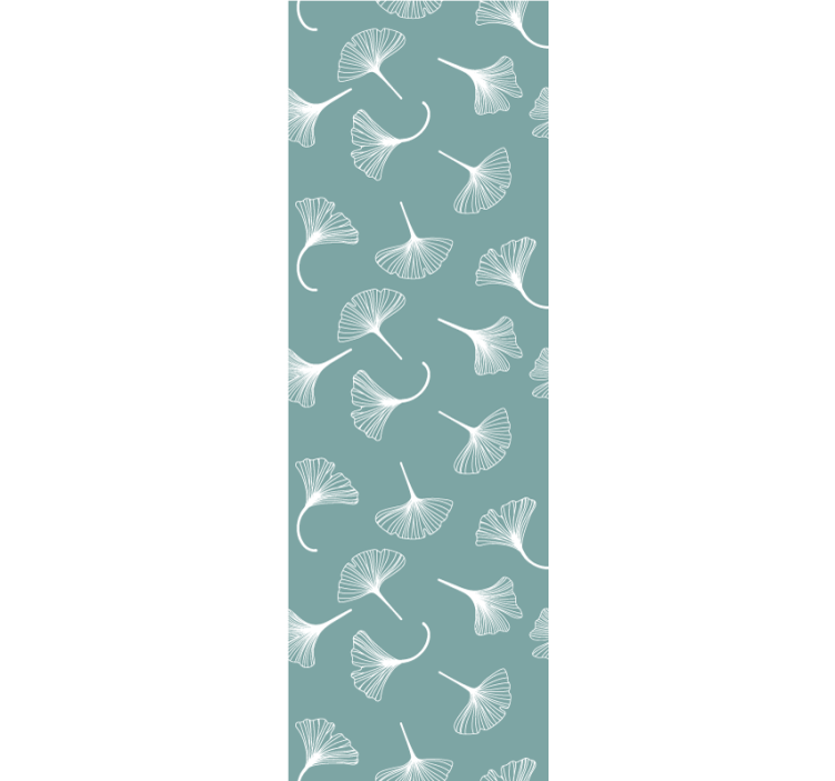 papel de parede para sala Padrão de folhas de ginko azul claro - TenStickers