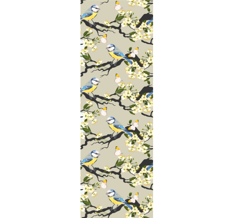 Papel de parede pássaros galhos de chapim-azul - TenStickers