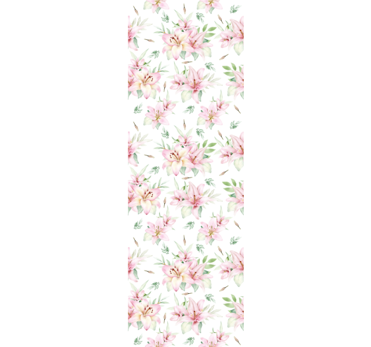 papel de parede floral Desenho floral de lírios aquarela rosa - TenStickers