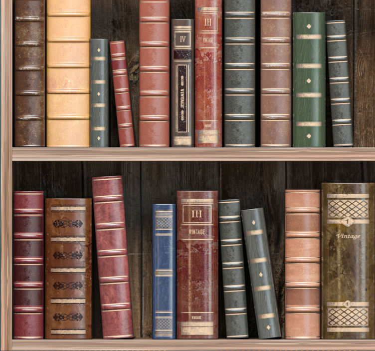 papel de parede escritorio livros de biblioteca - TenStickers