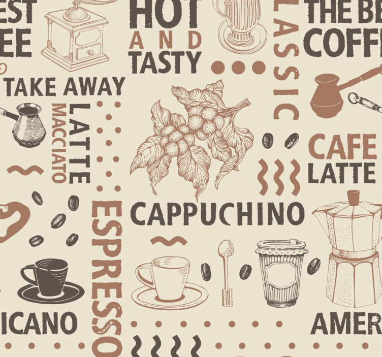 papel de parede para sala de jantar padrão de café - TenStickers