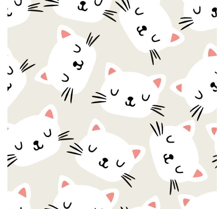 Papel de parede infantil caras de gato branco - TenStickers