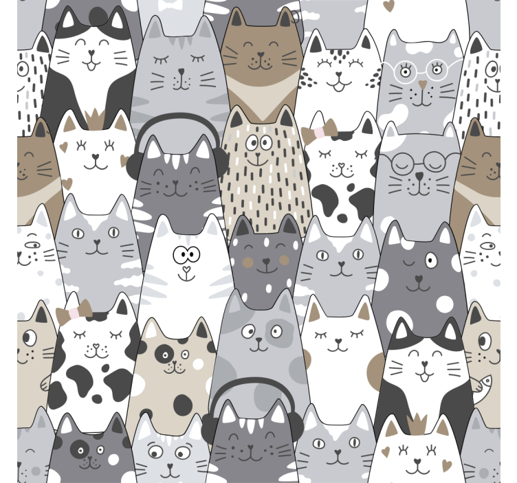 Papel de parede infantil gatos desenho animado - TenStickers