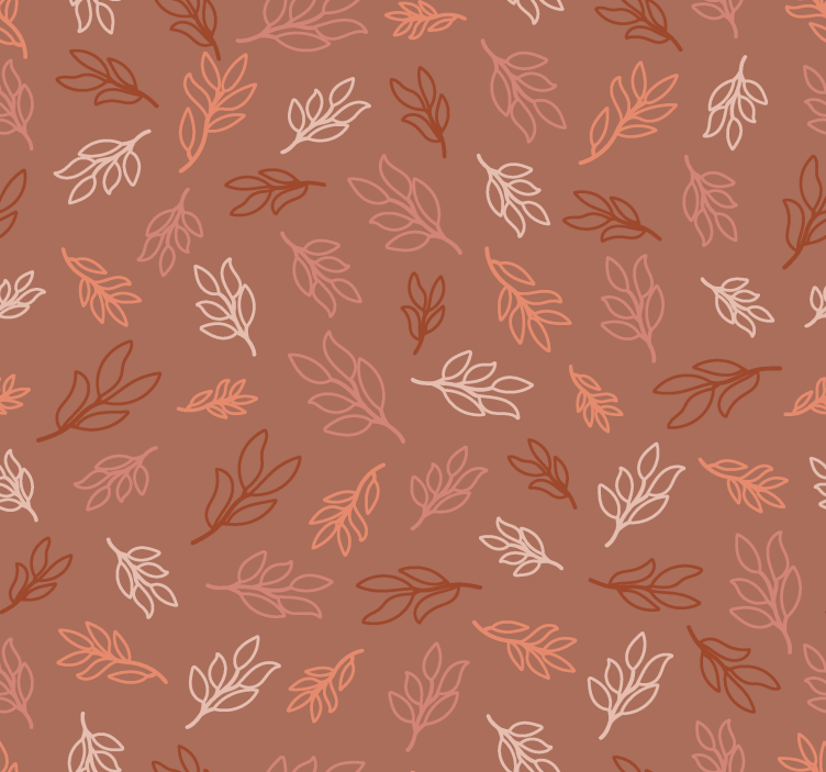 Papel de parede terracotta padrão de folhas - TenStickers