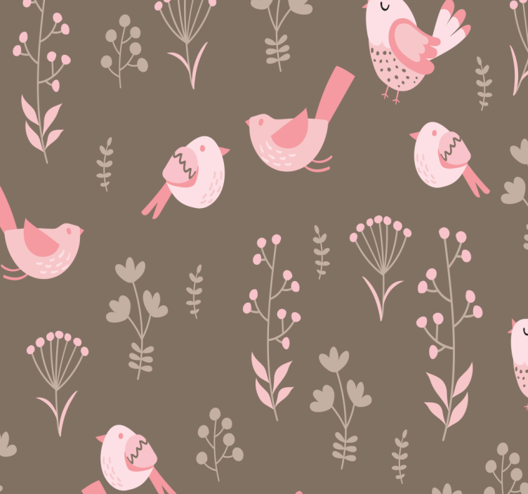 Papel de parede pássaros padrão floral aviário - TenStickers