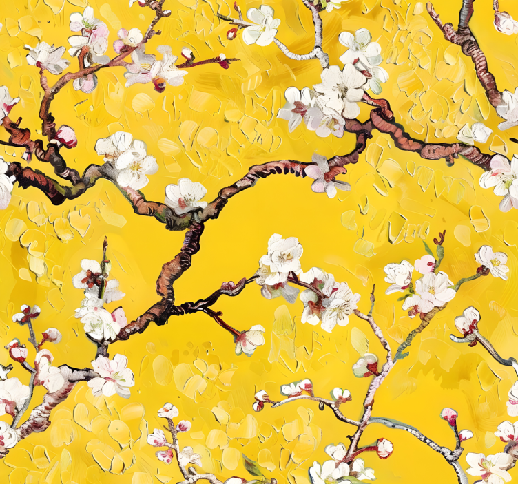 papel de parede amarelo padrão floral de primavera - TenStickers