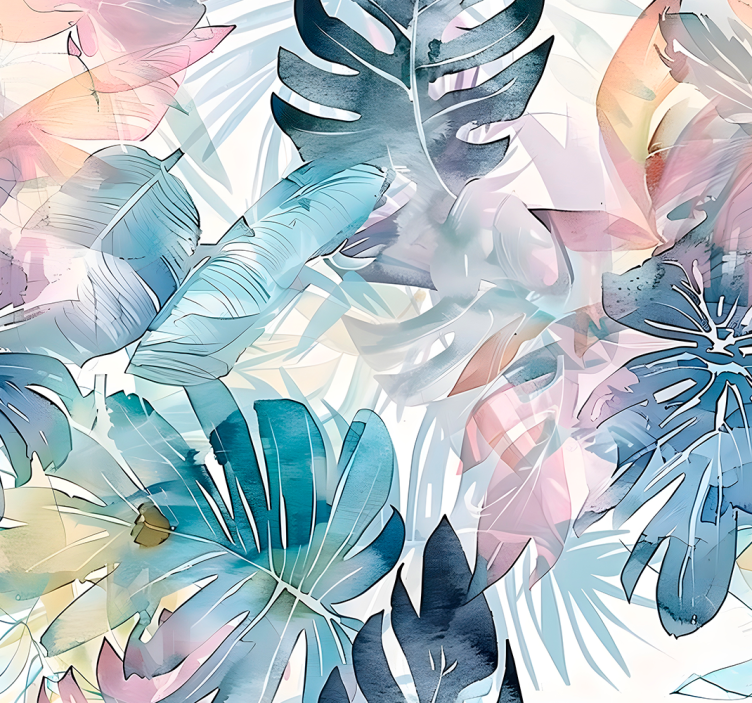 Papel de parede folhas grandes desenhadas - TenStickers