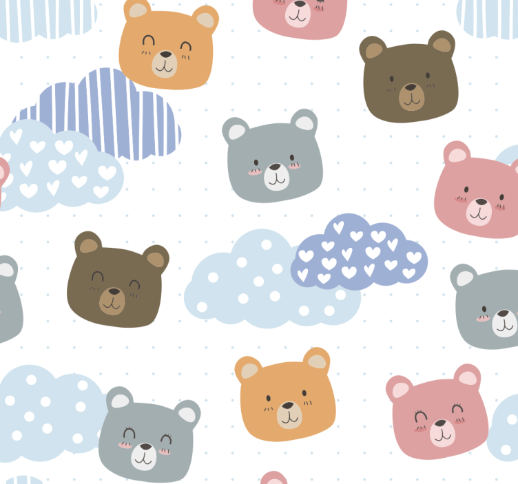 Papel de parede gatos desenhos animados carregam nuvens - TenStickers