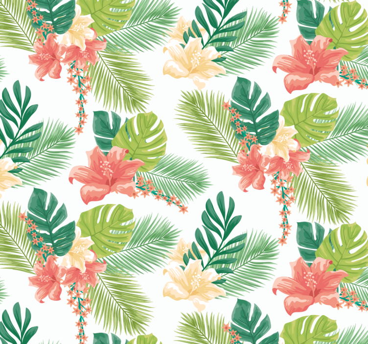 Papel de parede natureza flor de folhagem tropical - TenStickers