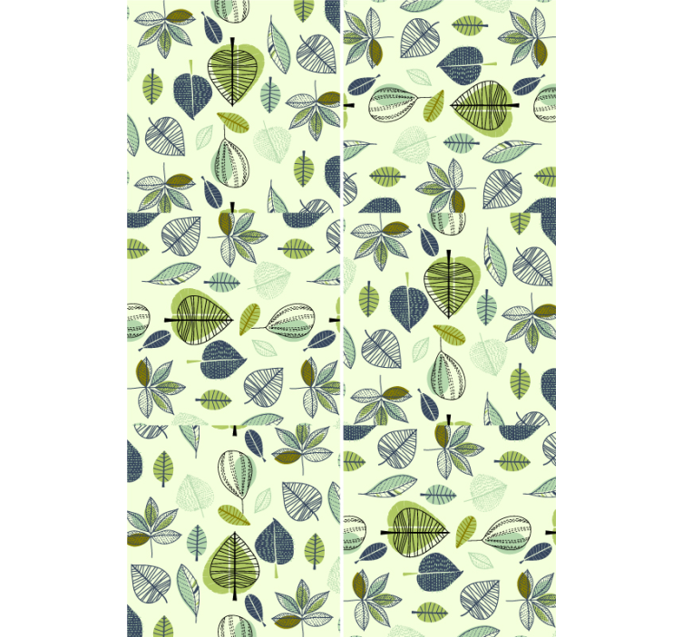 Papel de parede folhas padrão verde deslocado - TenStickers