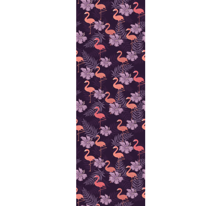 papel de parede animais padrão floral flamingo - TenStickers