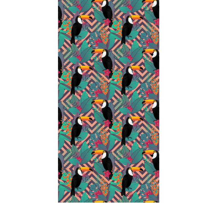 papel de parede animais tucanos entre folhas - TenStickers