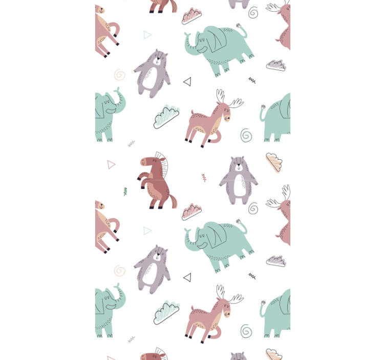 papel de parede infantil padrão de animais da floresta - TenStickers