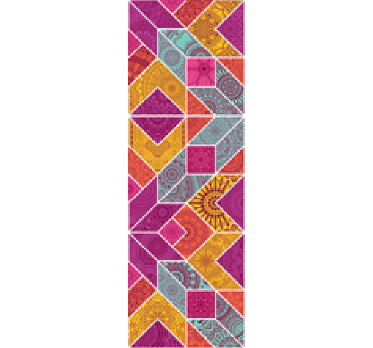 papel de parede quarto de casal padrão geométrico colorido - TenStickers