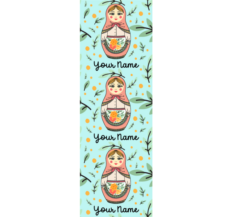 papel de parede infantil Matryoshka com nome - TenStickers