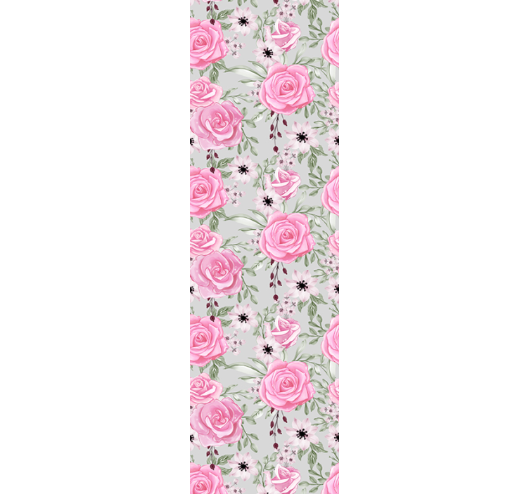 papel de parede floral Flores grandes rosa em cinza - TenStickers