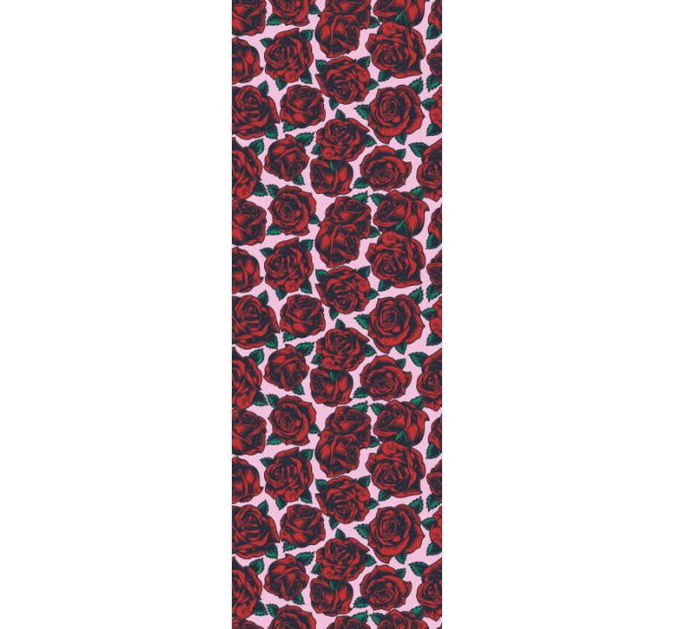 papel de parede flores padrão de rosa vermelha - TenStickers