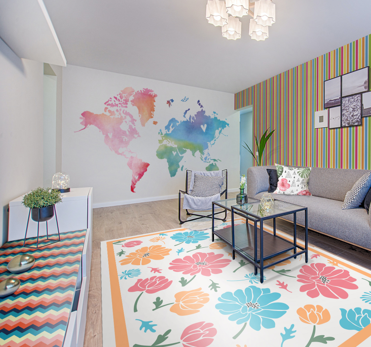 papel de parede horizontal listras multicoloridas - TenStickers