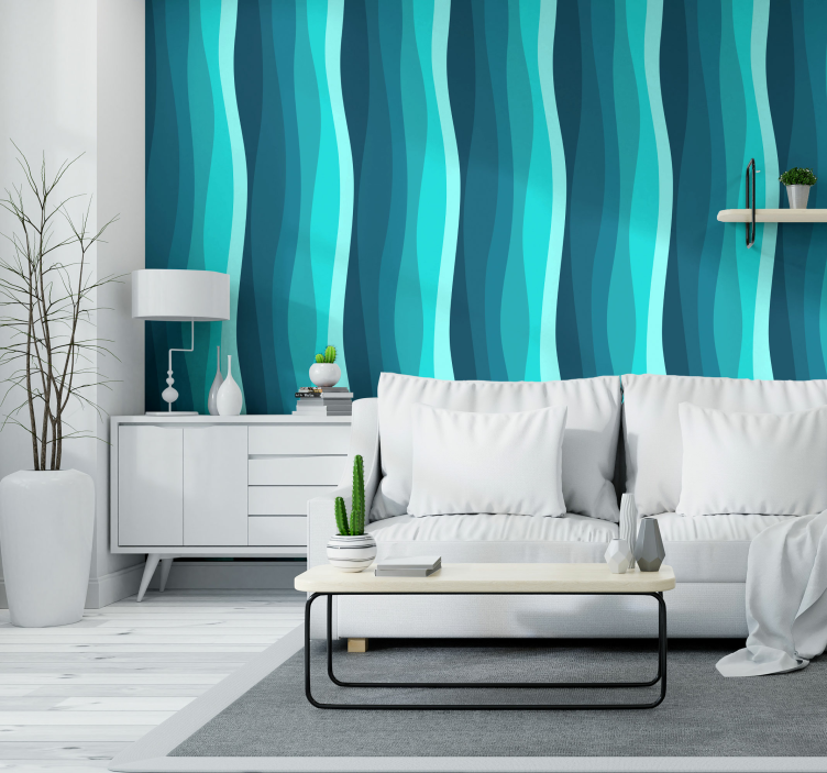 Papel de parede 3D ondas curvas do oceano - TenStickers
