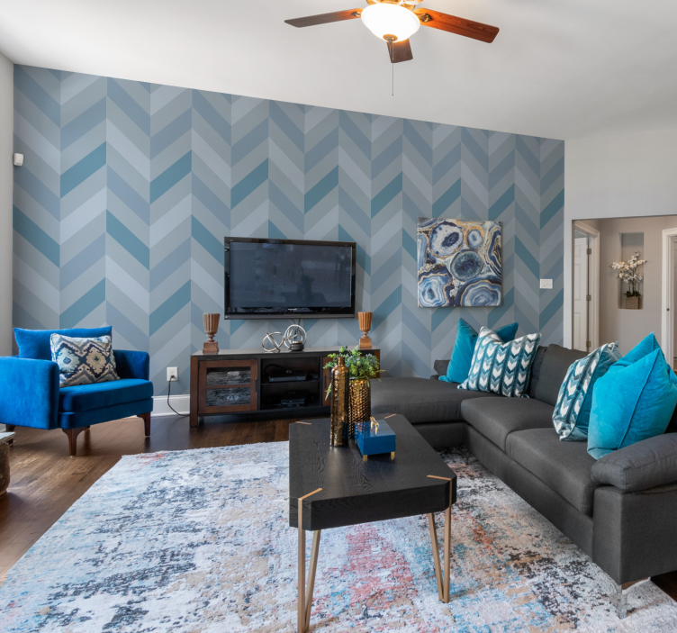 Papel de parede estilo nórdico tons azuis - TenStickers