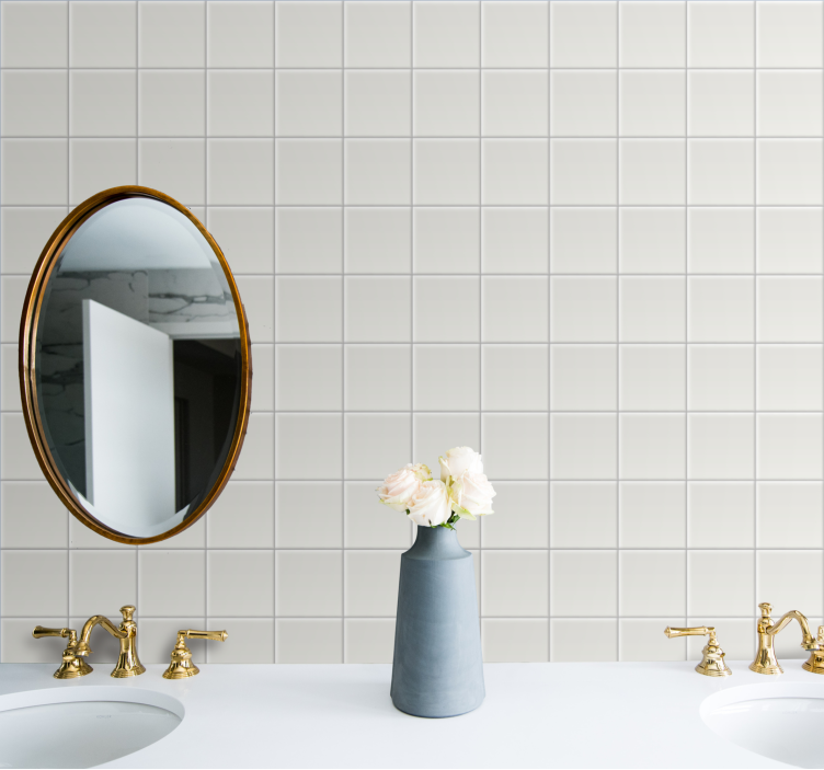 papel de parede azulejo motivo branco simples - TenStickers