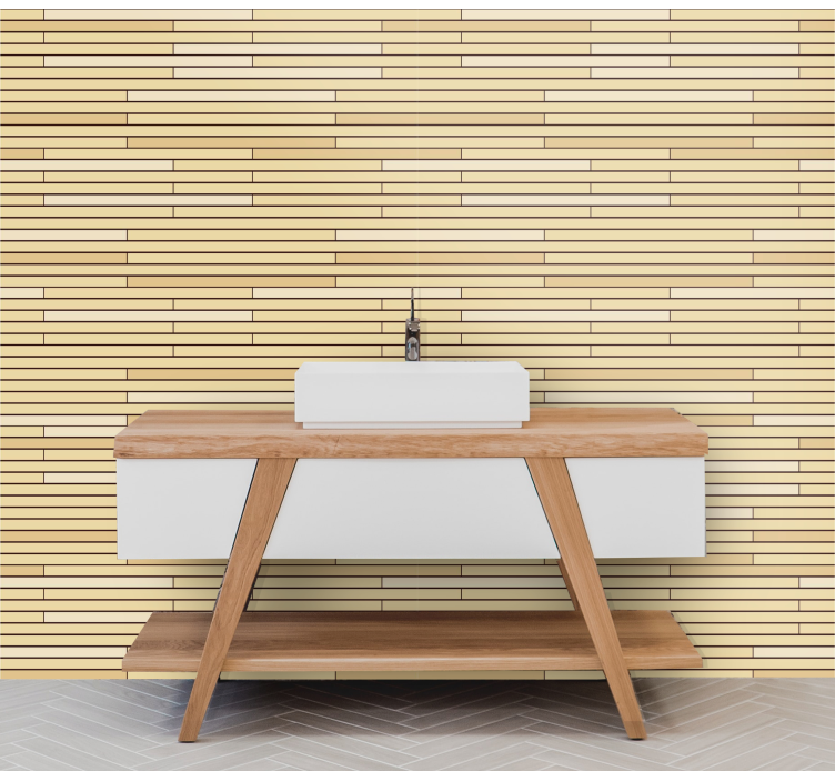 papel de parede madeira Tijolos de madeira bege - TenStickers