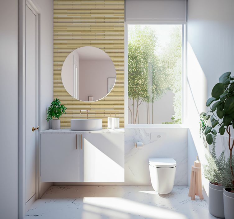 papel de parede madeira Tijolos de madeira bege - TenStickers