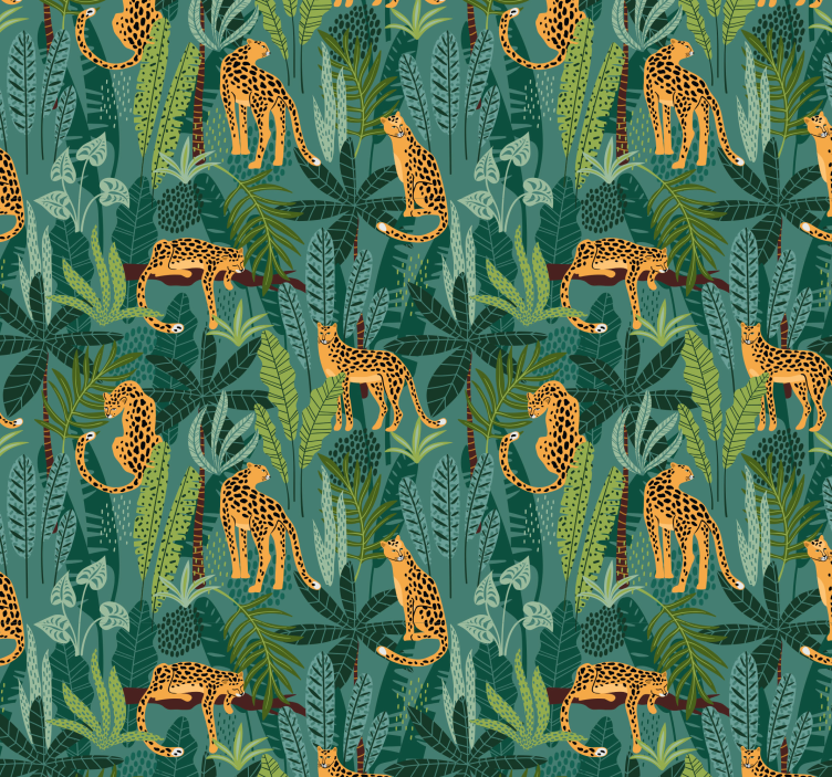 papel de parede 3 leopardo na selva - TenStickers
