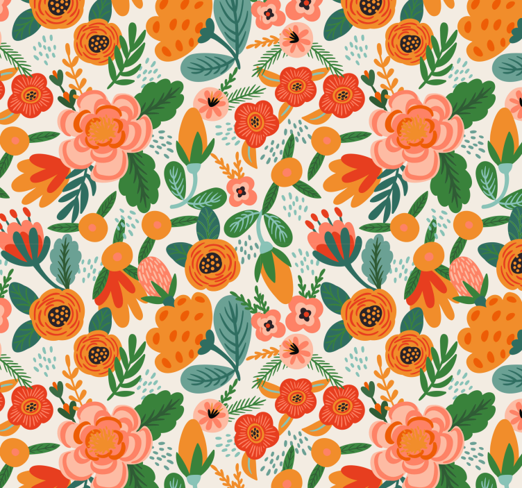 papel de parede flores ilustração floral - TenStickers