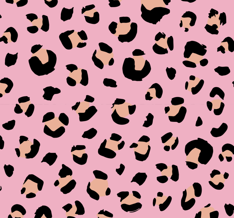 papel de parede infantil Padrão de leopardo aquarela preto e rosa - TenStickers