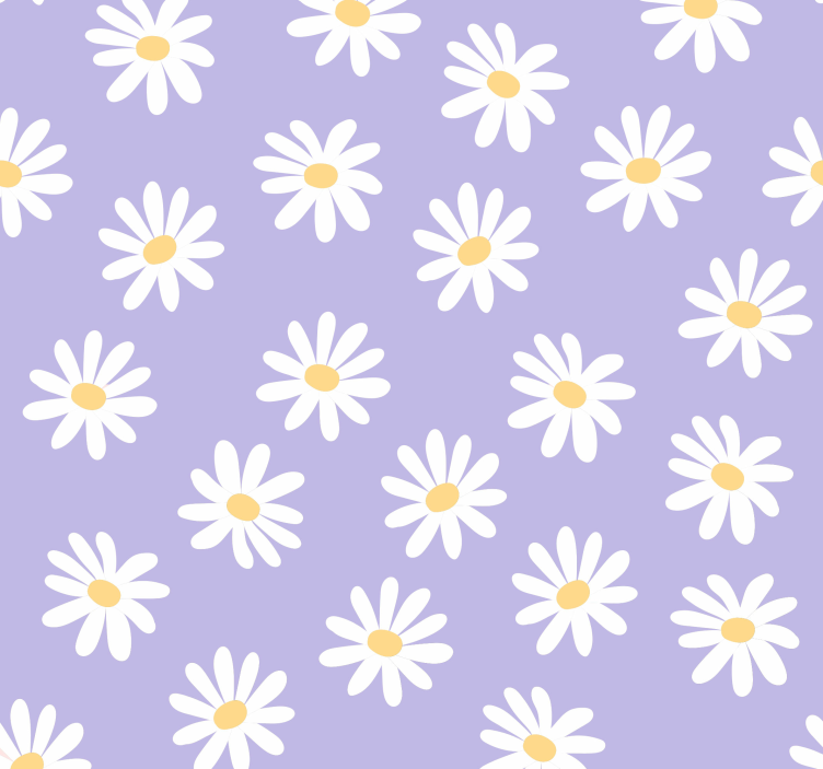 papel de parede flores padrão de margarida - TenStickers