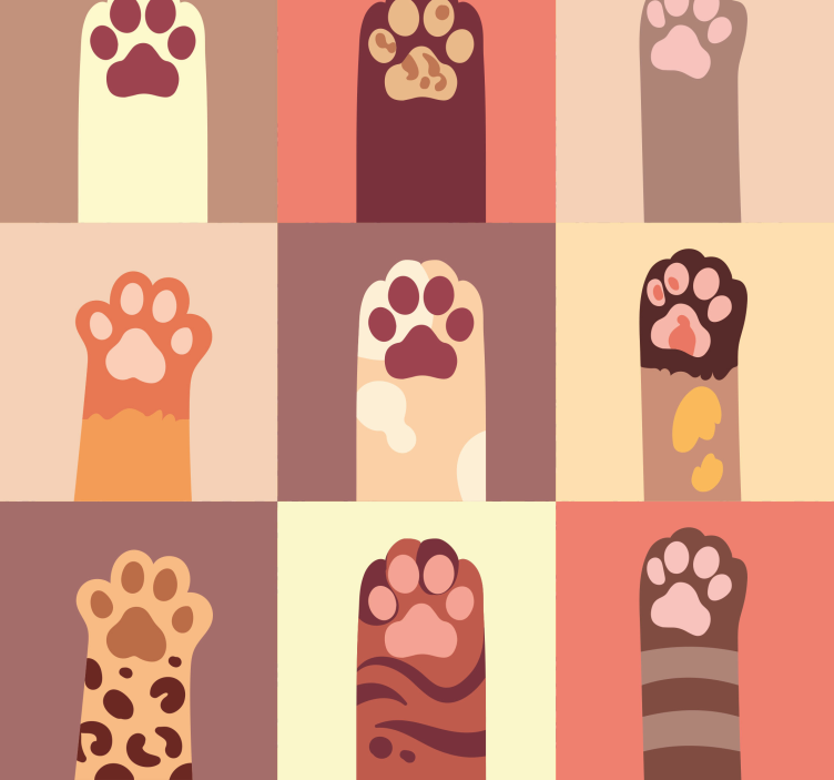 papel de parede moderno Desenho de patas de gato - TenStickers