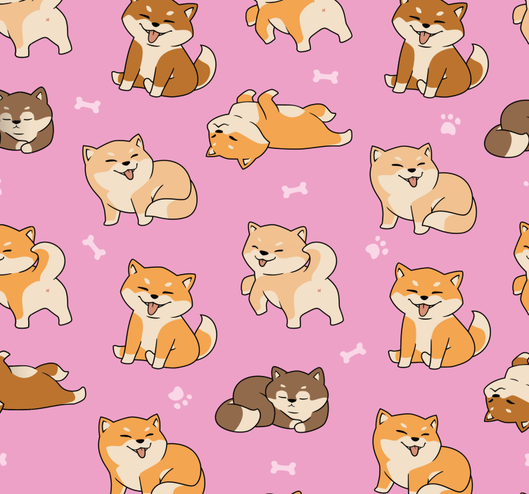 Papel de parede gatos brincalhão shiba inus - TenStickers